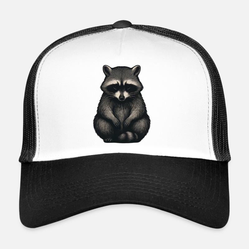 Raton laveur triste dans la forêt nocturne Casquette trucker 