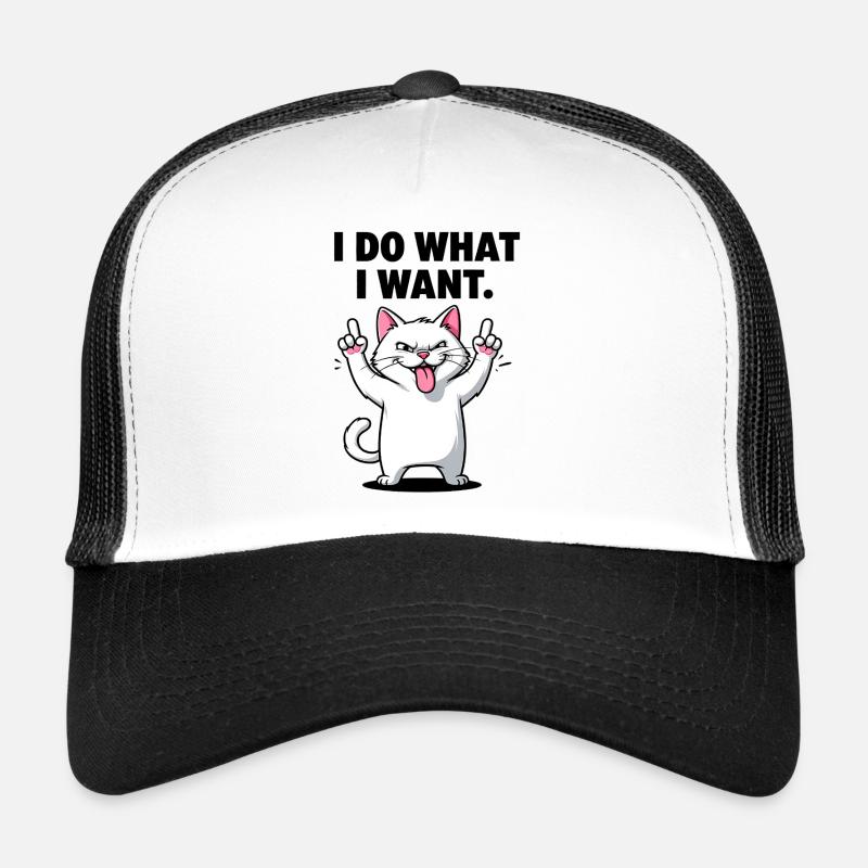 Bold Cat I Do What I Want - Trucker Cap - white/black