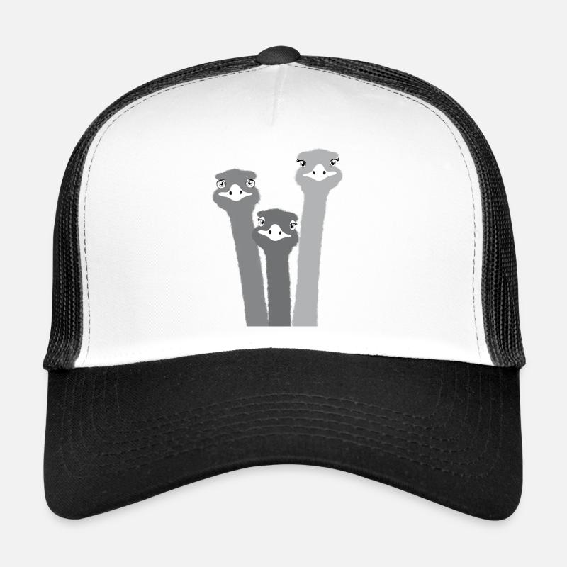 Nandu, ostrich head, emu, ostrich - Trucker Cap - white/black