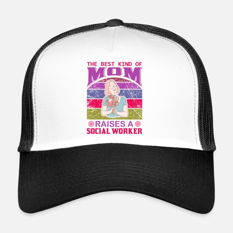 La meilleure maman lève un chandail d’assistante sociale Casquette trucker 
