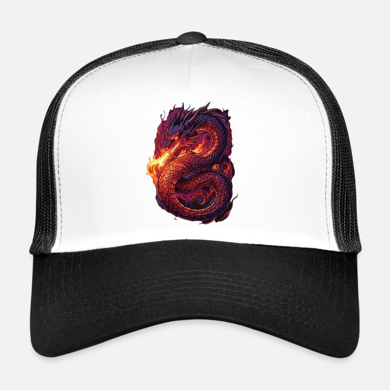 Tempête de Dragon de Feu - Casquette trucker  - blanc/noir