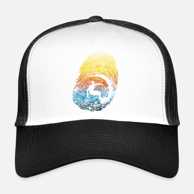 Empreinte digitale des vagues arc-en-ciel au coucher de soleil - Casquette trucker  - blanc/noir