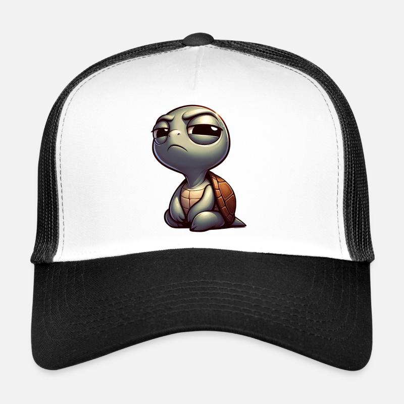 Funny cute skeptical cartoon turtle Trucker Cap