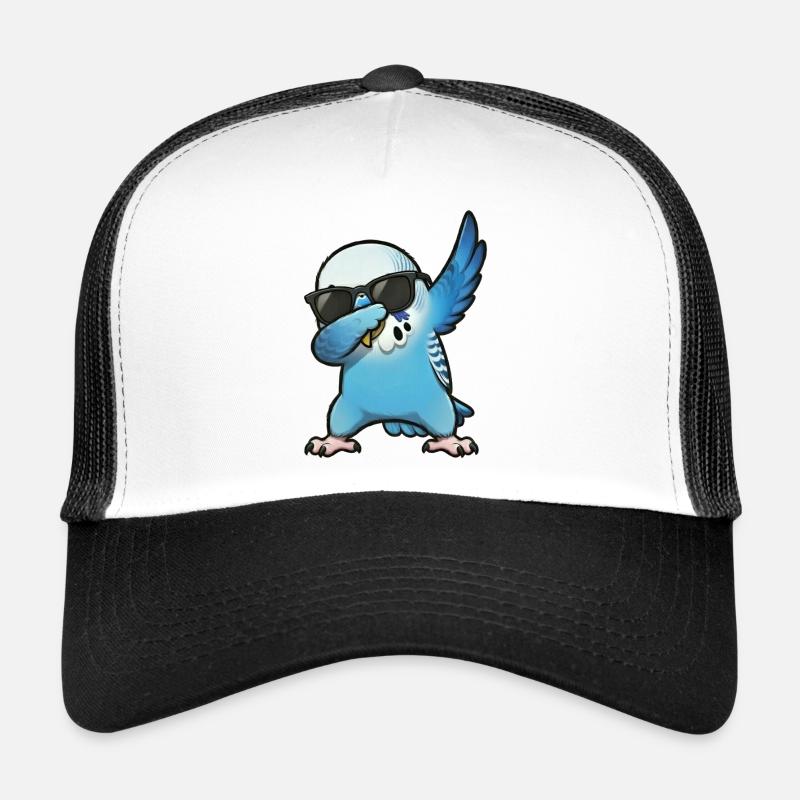 Dabbing Wellensittich blau - Trucker Cap - Weiß/Schwarz