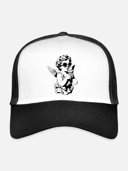 Un chérubin cool avec lunettes de soleil et glace - Casquette trucker  - blanc/noir - Devant