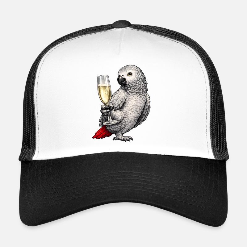 Vin pétillant perroquet gris d’Afrique Casquette trucker 