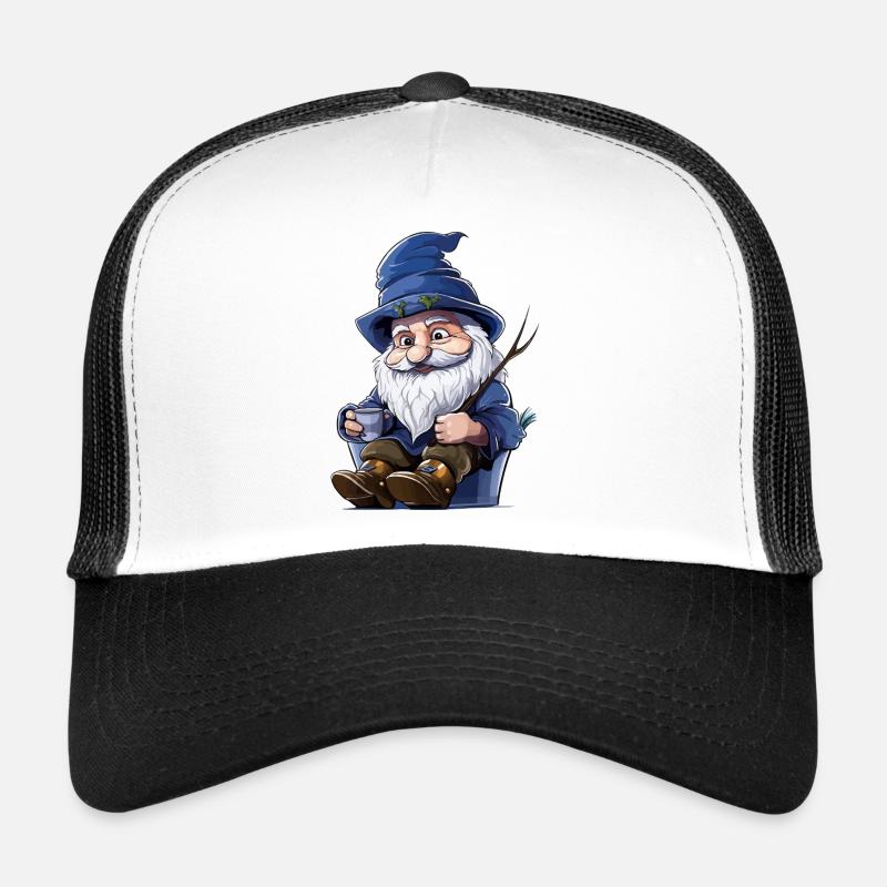 Blauer Waldgnom mit Becher Trucker Cap