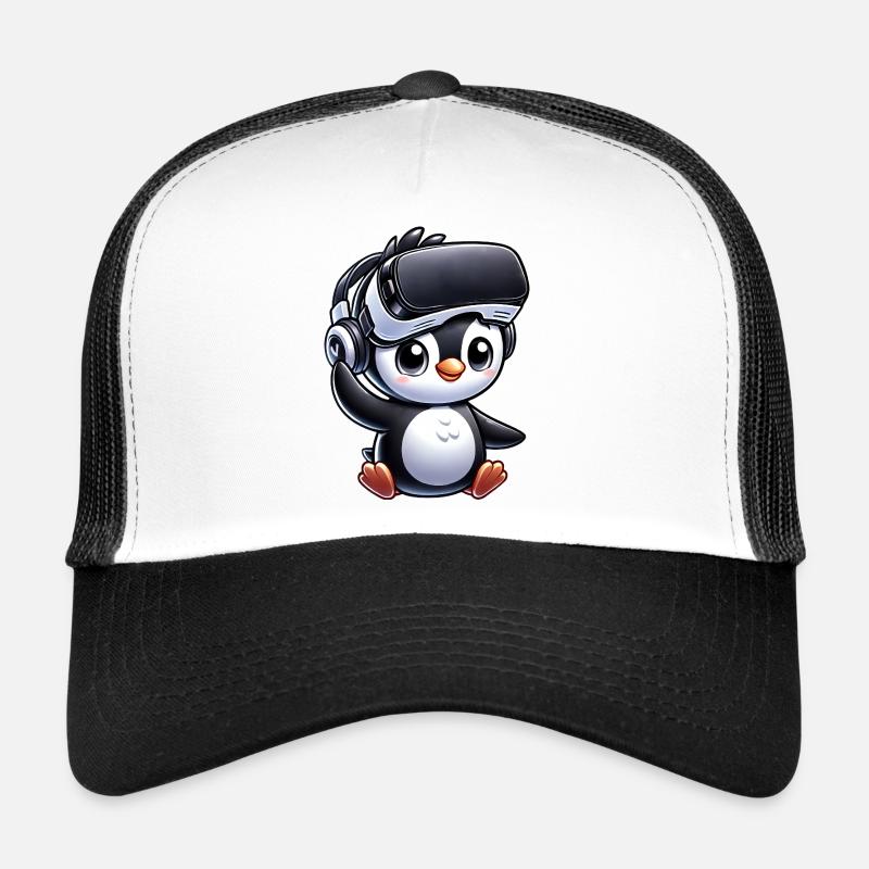 Süßer Pinguin VR Gamer Comic Stil Trucker Cap