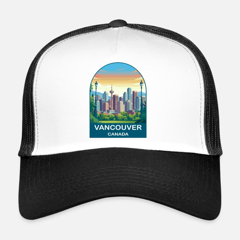 Vancouver Canada Harbour Centre Travel Art Trucker Cap