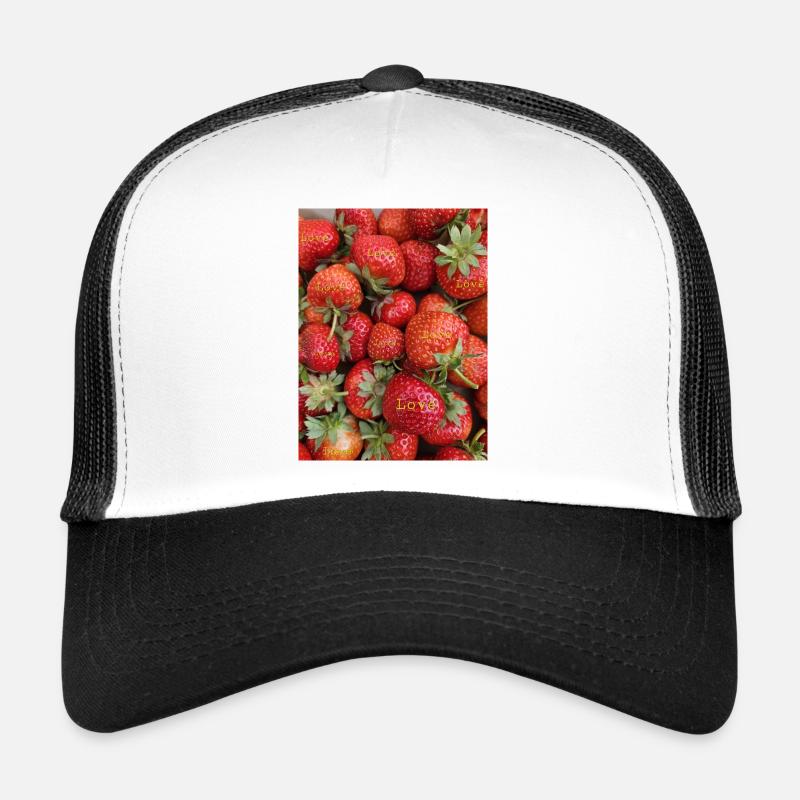 Erdbeeren - Trucker Cap - Weiß/Schwarz