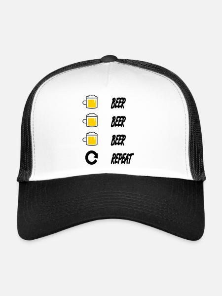 Bière, bière, répétition - Casquette trucker  - blanc/noir - Devant