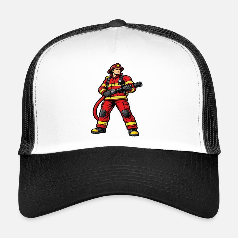 Pompier en action tenue rouge dynamique Casquette trucker 