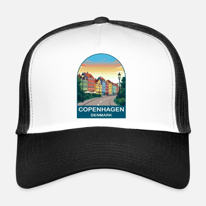 Affiche de voyage vintage à Copenhague, Danemark, Casquette trucker 