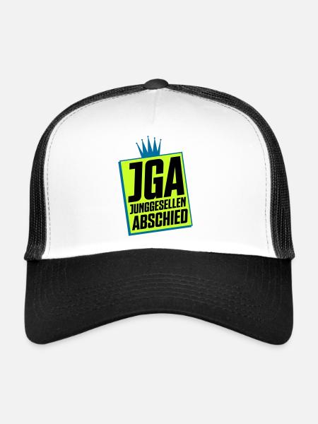 Junggesellenabschied JGA Neon Design - Trucker Cap - Weiß/Schwarz - Vorne