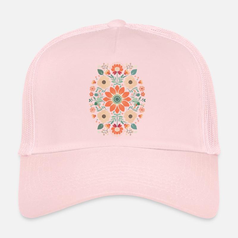 floral retro design boho flower power Trucker Cap