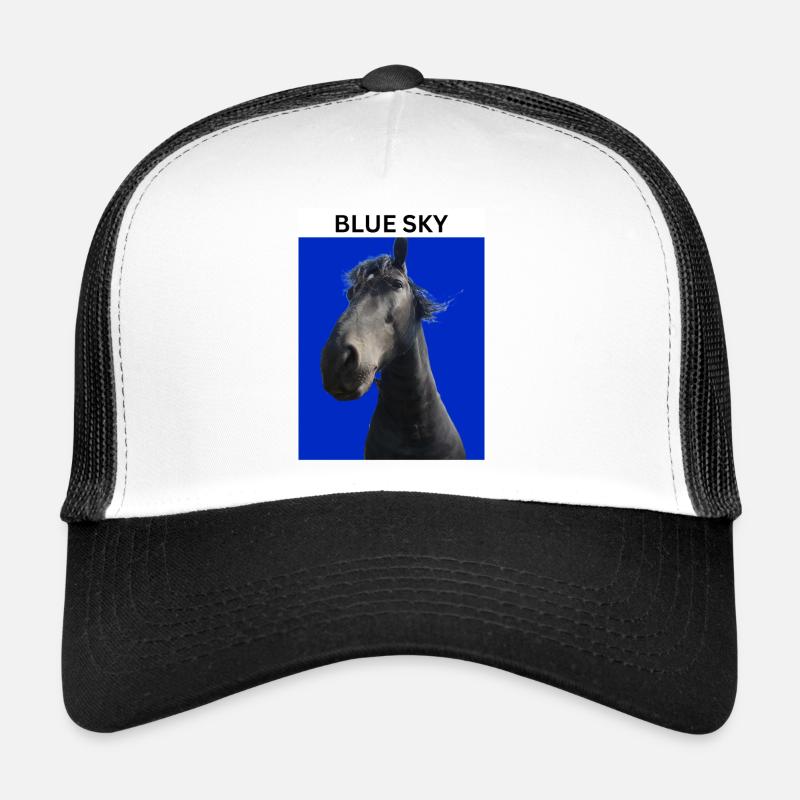Blauer Himmel und Pferd - Trucker Cap - Weiß/Schwarz
