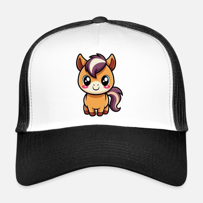 Cute chibi bangs with purple mane - Trucker Cap - white/black