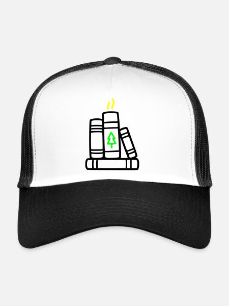 Stack of Books Tree Nature Reading Book Club Forest - Trucker Cap - white/black - Front