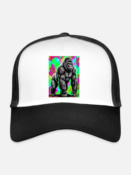 gorille - Casquette trucker  - blanc/noir - Devant