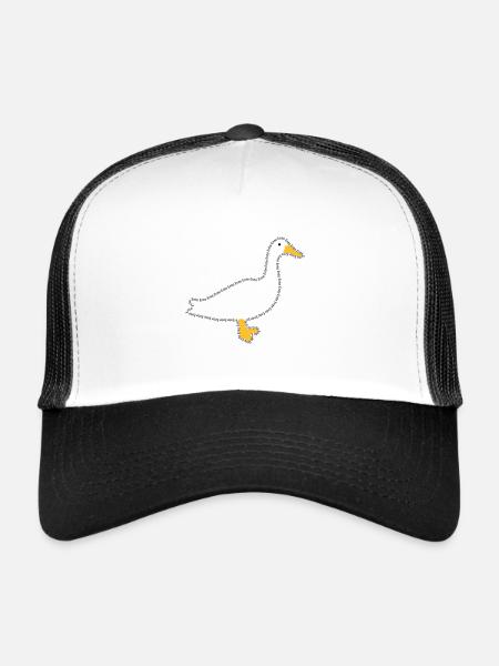 Stylische Ente „Ente Ente Ente Ente“ - Trucker Cap - Weiß/Schwarz - Vorne