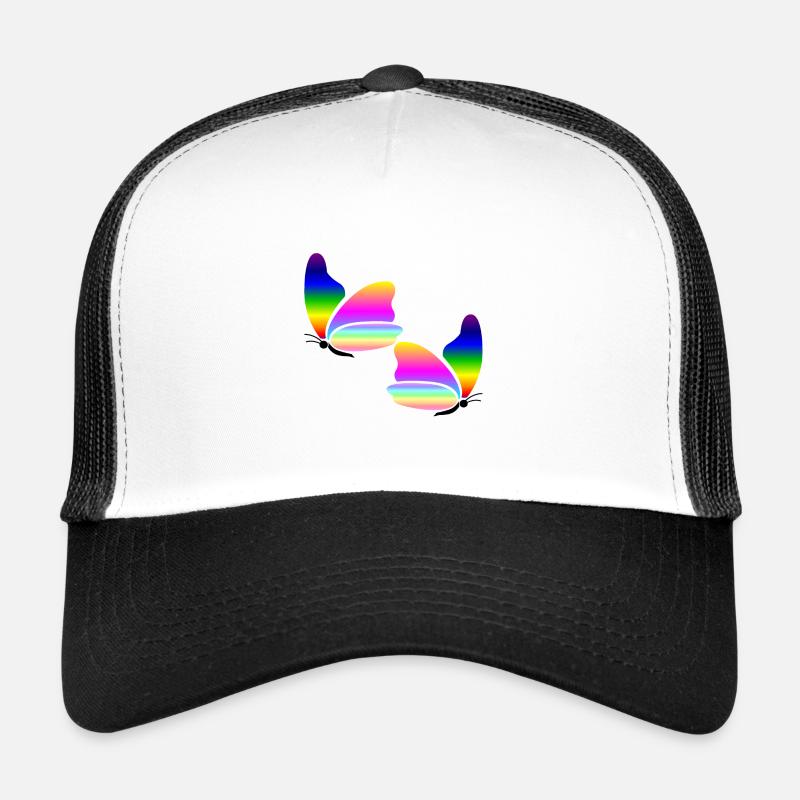 Rainbow Butterfly - Trucker Cap - white/black