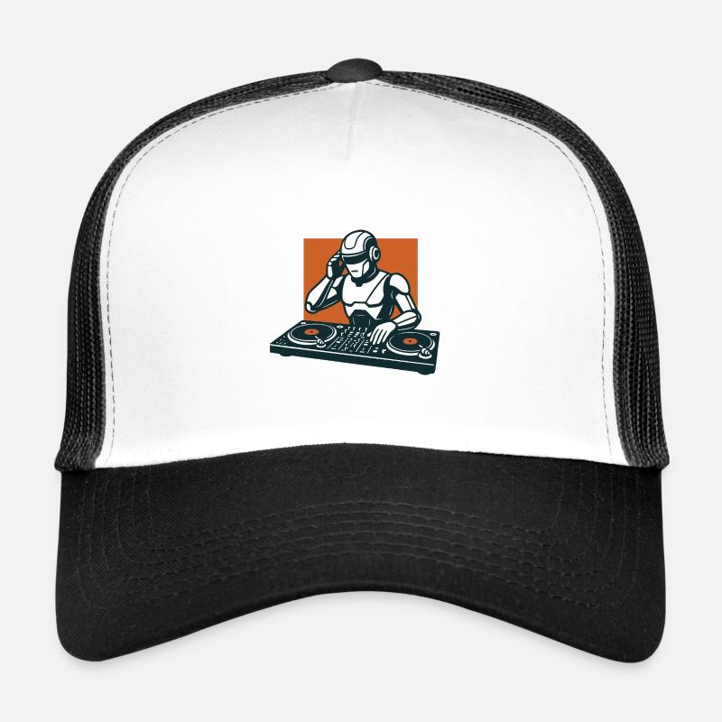 CyberBeats – Android sur les platines - Casquette trucker  - blanc/noir
