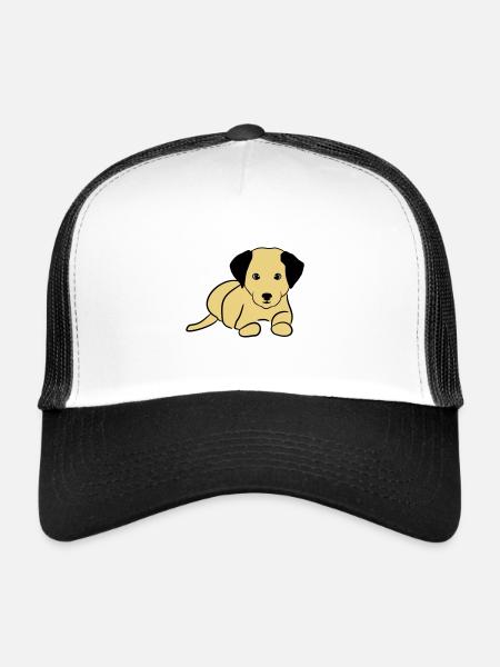 Chien mignon, toutou - Casquette trucker  - blanc/noir - Devant