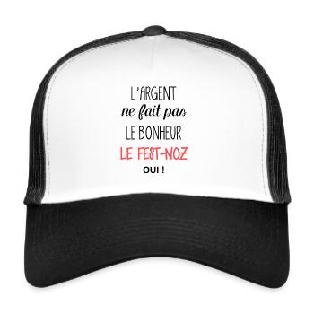 Bretagne - Le fest-noz, oui ! - Casquette trucker  - blanc/noir - Devant