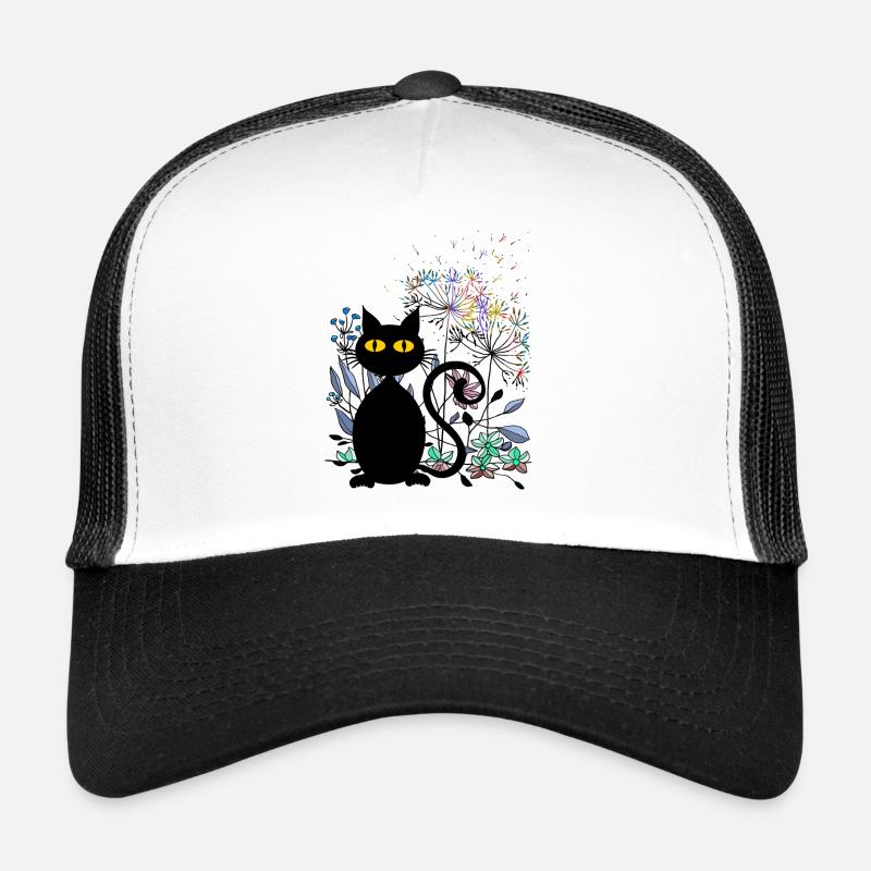 Katze - Trucker Cap - Weiß/Schwarz