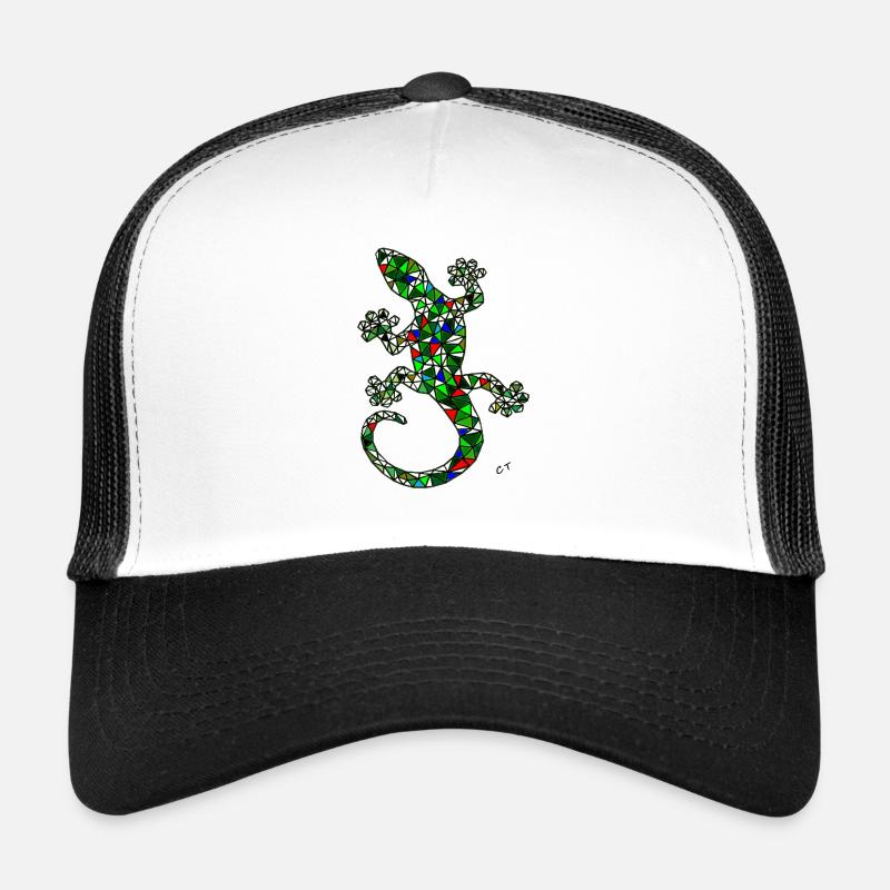 Eidechse - Trucker Cap - Weiß/Schwarz