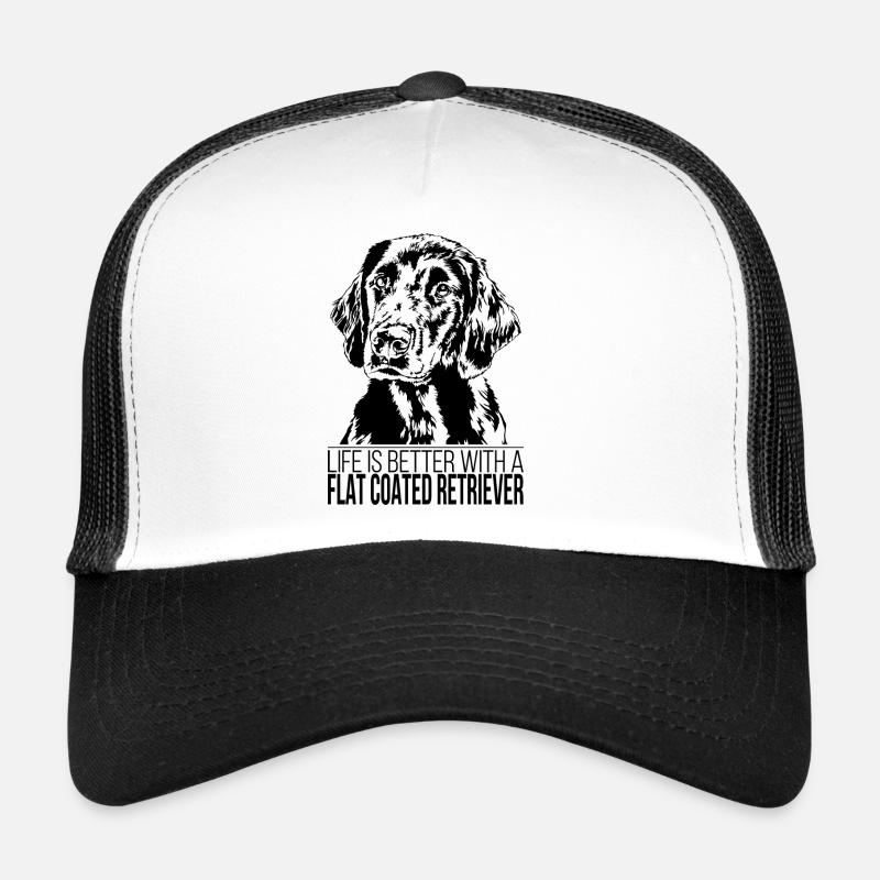 FLAT COATED RETRIEVER life is better Hund Wilsigns - Trucker Cap - Weiß/Schwarz