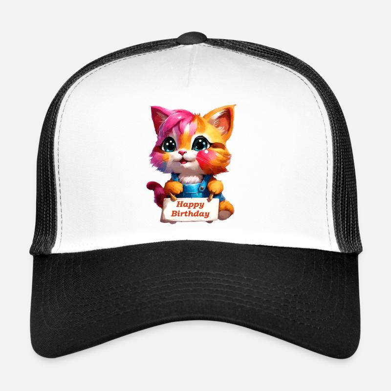 A Funny Birthday Kitten - Trucker Cap - white/black