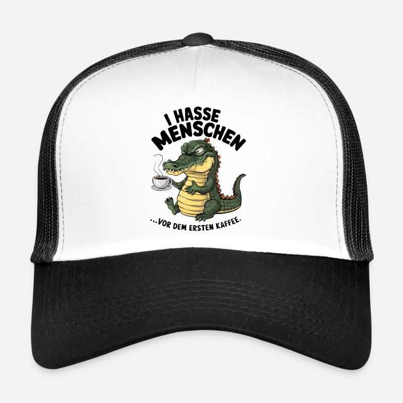 Erst Kaffee grantiges Krokodil mit Kaffeetasse Trucker Cap