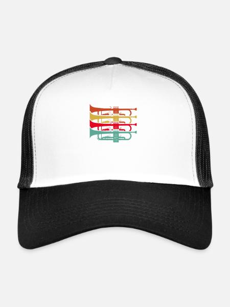 Trompette Trompettiste Musicien Trompettiste - Casquette trucker  - blanc/noir - Devant