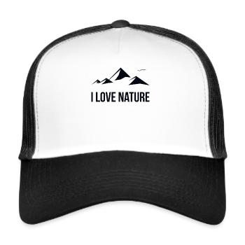 J'AIME LA NATURE liberté forêt montagnes nature cadeau - Casquette trucker  - blanc/noir - Devant