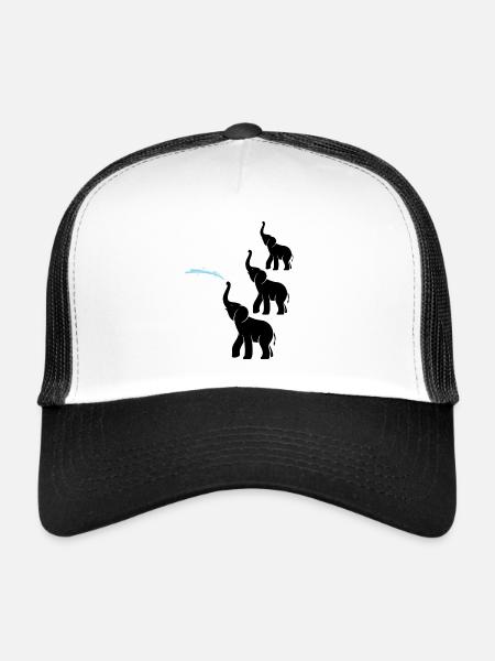 Éléphant Safari Afrique Éléphant Wildnis Cadeau - Casquette trucker  - blanc/noir - Devant