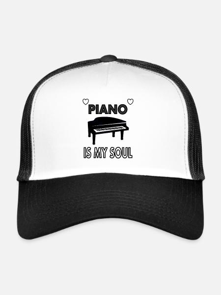 Jouer du piano Pianiste musicien piano joueur - Casquette trucker  - blanc/noir - Devant