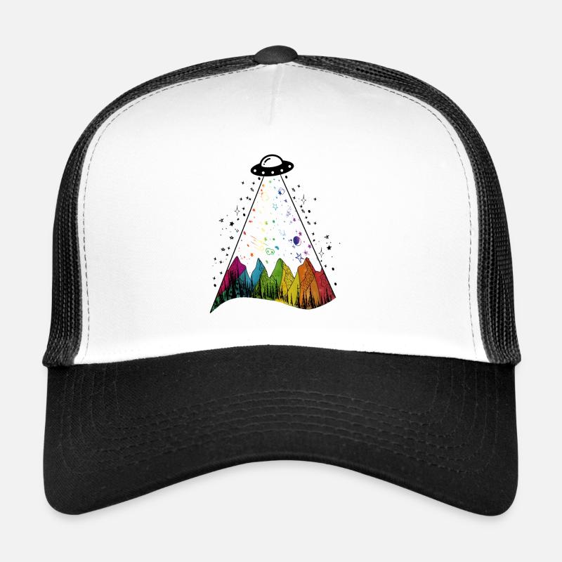 flying saucer with rainbow ufo gift Trucker Cap