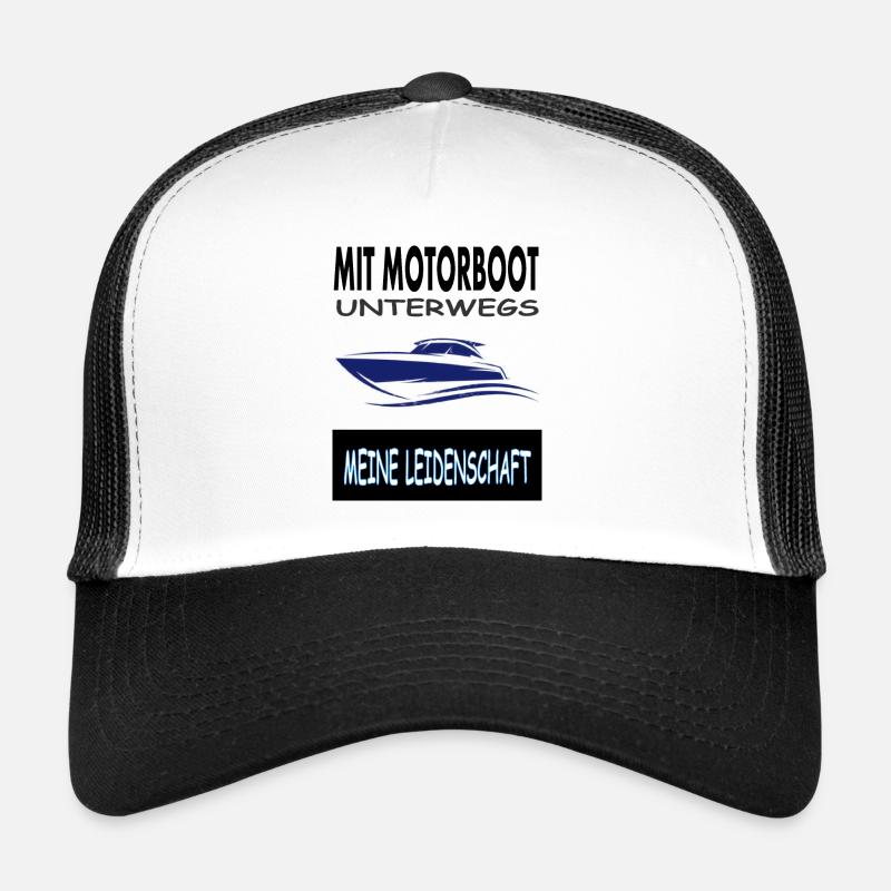 Mit Motorboot unterwegs Wassersport Geschenkidee - Trucker Cap - Weiß/Schwarz