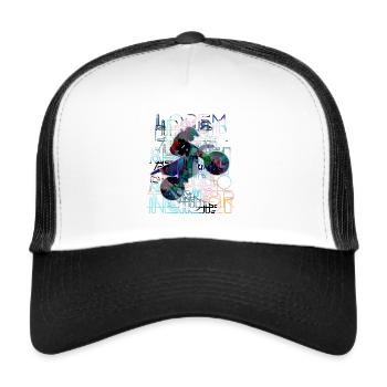 motorrad, motorcycle, biker, graffiti, typo - Trucker Cap - Weiß/Schwarz - Vorne