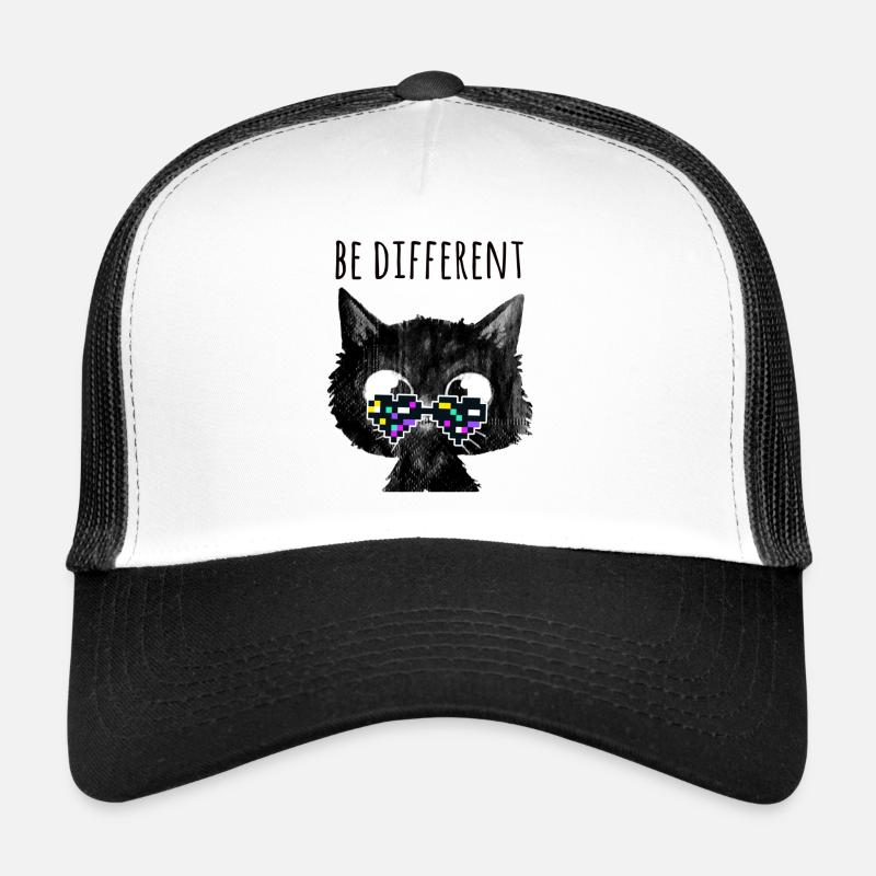 Chat, être différent, nerd, lunettes pixel, pixel Casquette trucker 