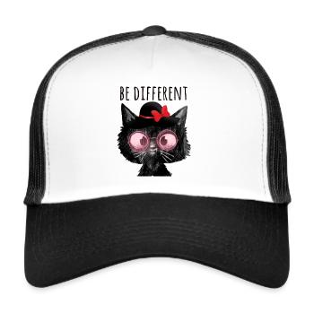 Be different,cat,girly, sunglasses, hearts - Trucker Cap - white/black - Front
