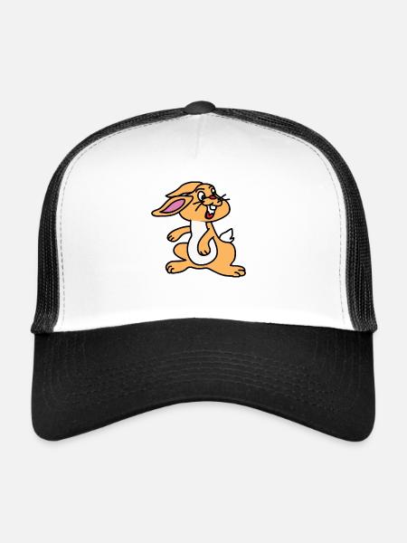 Caricature de lapin lapin - Casquette trucker  - blanc/noir - Devant