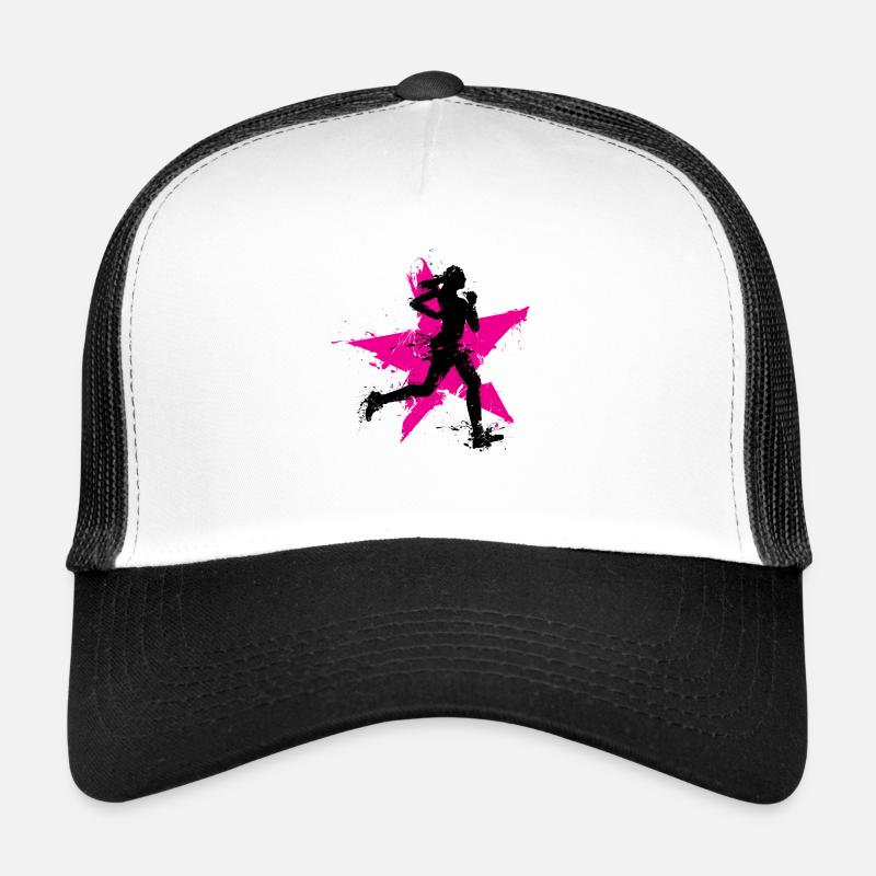 runner female with star - Trucker Cap - white/black