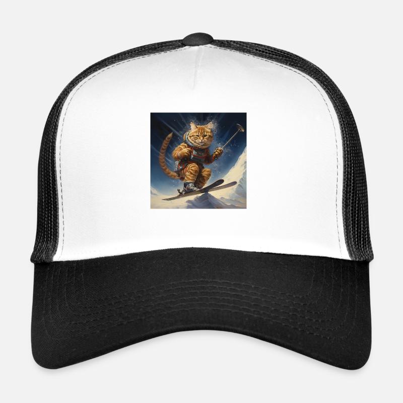 Ski cat adventure on the slopes in winter Trucker Cap