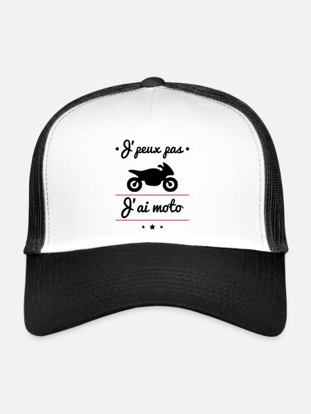 J'peux pas j'ai moto, motard, motarde - Casquette trucker  - blanc/noir