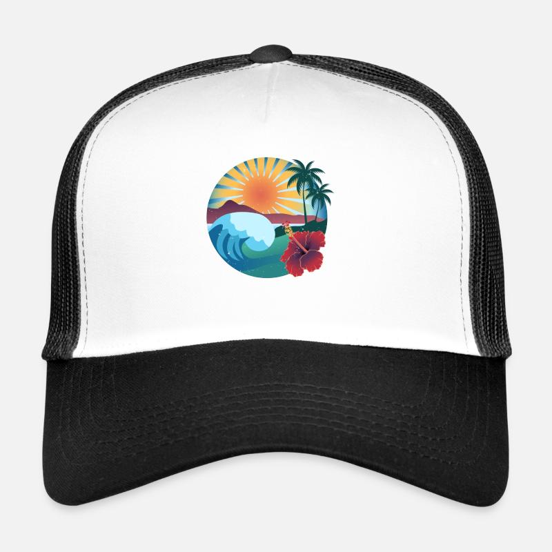 Vibes of Hawaii - Trucker Cap - Weiß/Schwarz