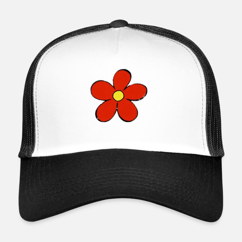 Red Flower - Trucker Cap - Weiß/Schwarz