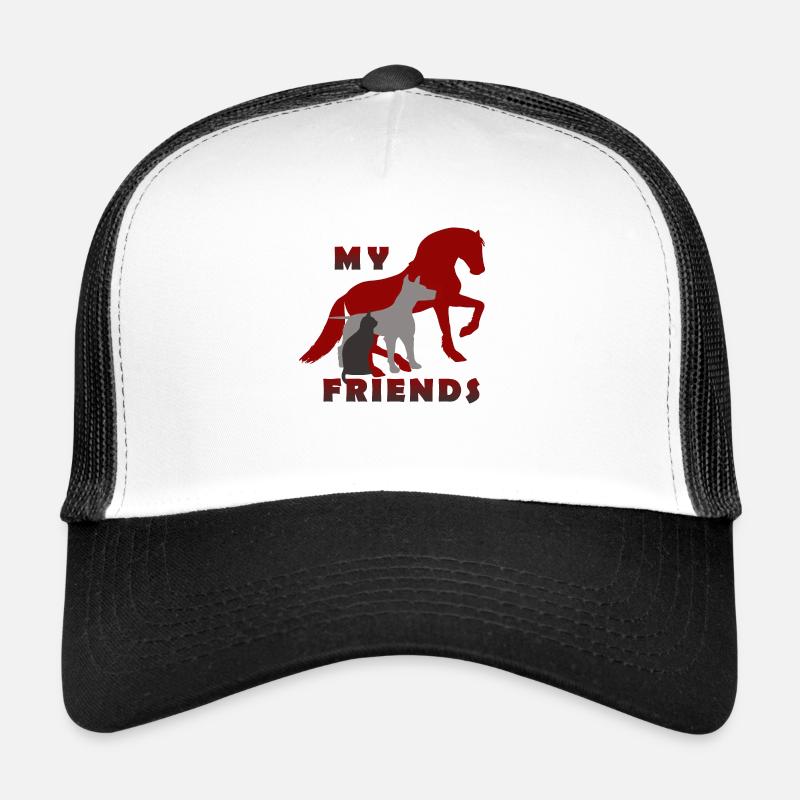 Pferd, Hund und Katze, ich liebe Tiere - Trucker Cap - Weiß/Schwarz