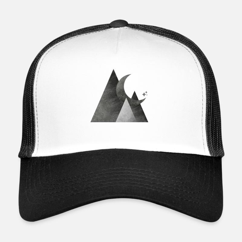 Mond und Berge Geometrisch - Trucker Cap - Weiß/Schwarz